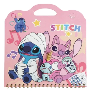 Stitch Coloring & Drawing Book with Stickers 64 Pages 150gsm Thick Paper Spiral Flip Design with Carry Handle 26 × 27.5 cm